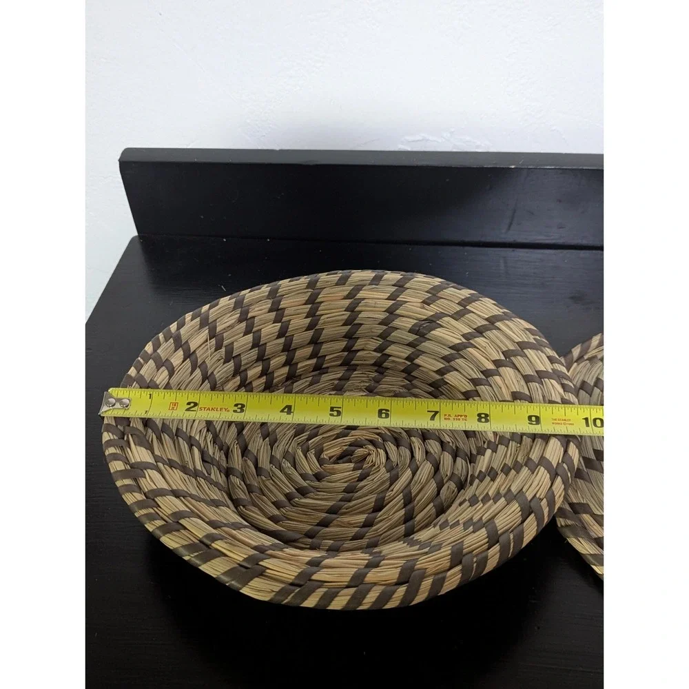 Handwoven Grass Coiled Baskets (Set of 2) Wall‎ Hanging or Table Top